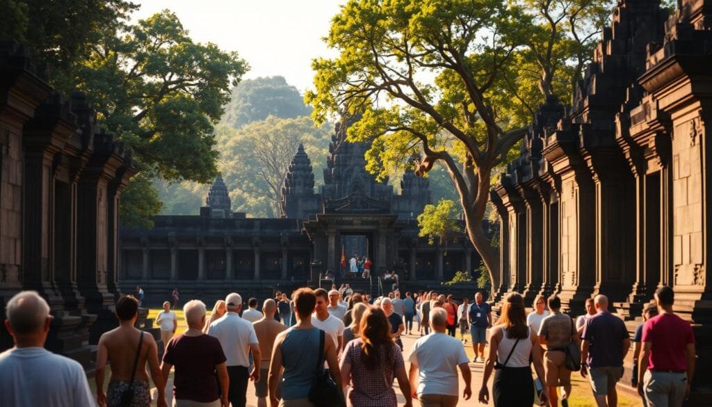 Respectful visiting at Angkor Wat Respectful visiting at Angkor Wat
