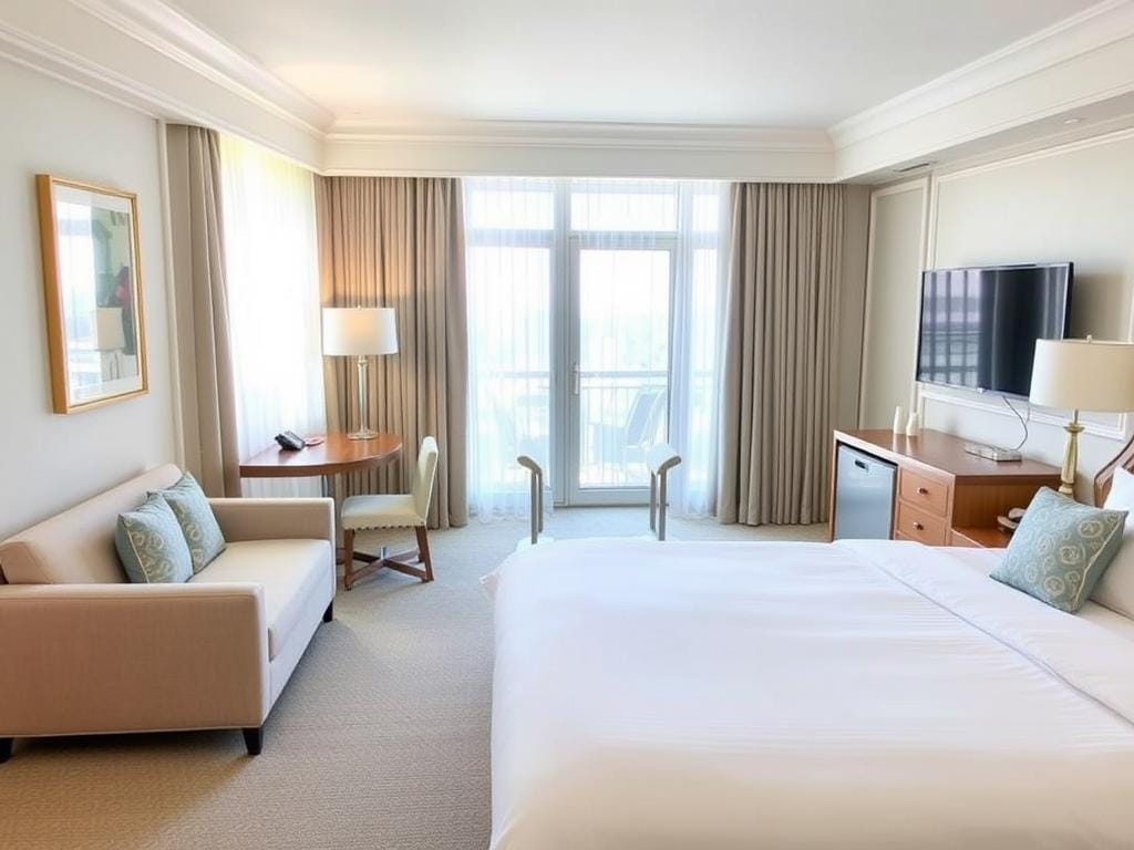 A luxury family-friendly 5-star resort room with baby-proofed features and toddler amenities A luxury family-friendly 5-star resort room with baby-proofed features and toddler amenities