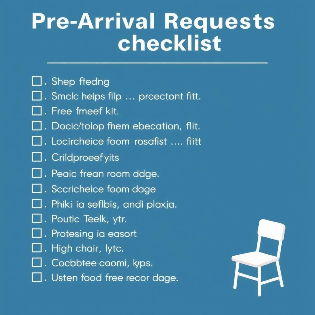Checklist of pre-arrival requests for a family-friendly resort stay with a toddler Checklist of pre-arrival requests for a family-friendly resort stay with a toddler