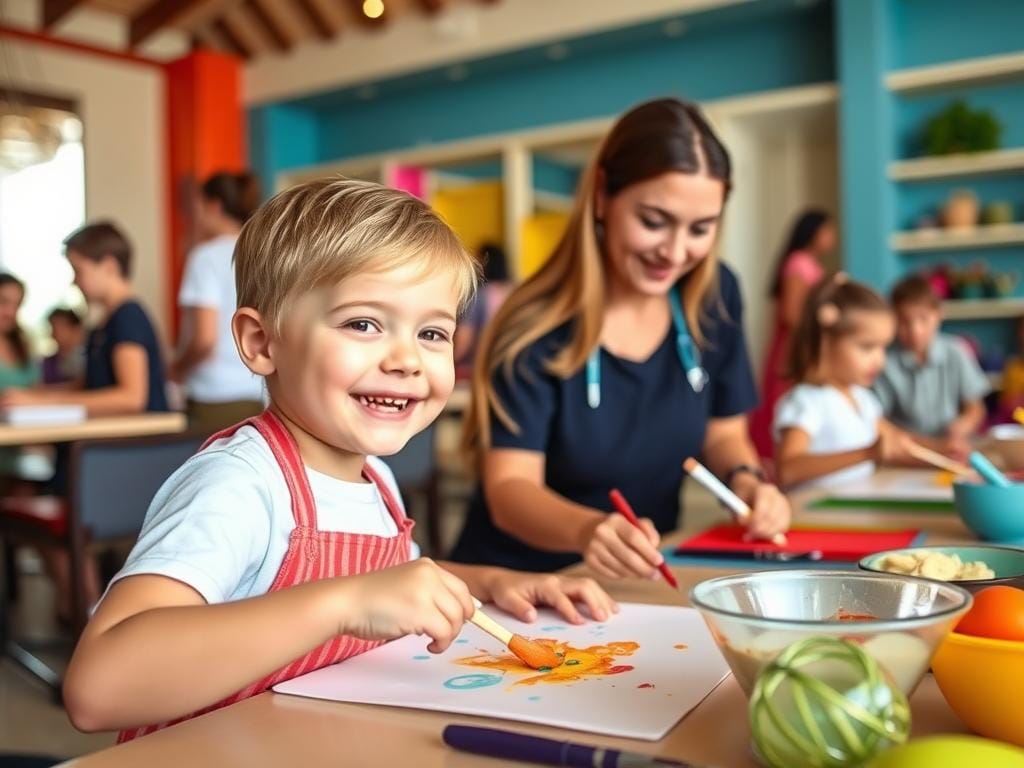 Child enjoying exclusive kids' club activities at a luxury resort Child enjoying exclusive kids' club activities at a luxury resort