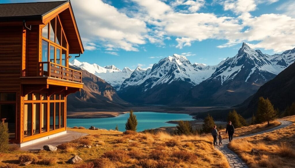 Explora Patagonia resort with dramatic mountain views of Torres del Paine National Park Explora Patagonia resort with dramatic mountain views of Torres del Paine National Park