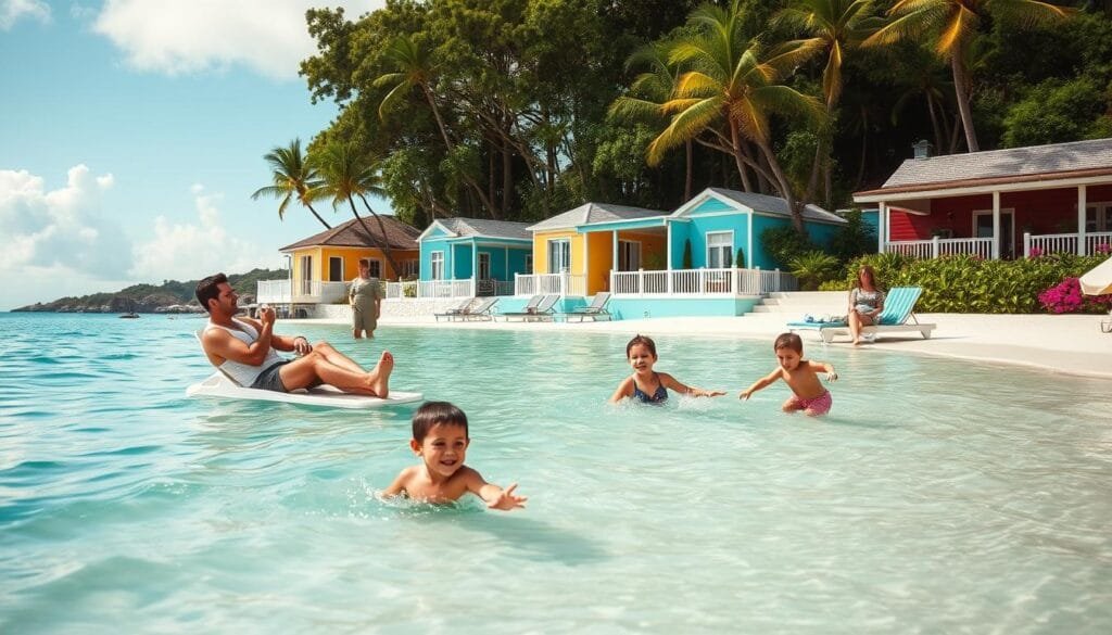 Family enjoying the beach at Rosewood Le Guanahani in St. Barth