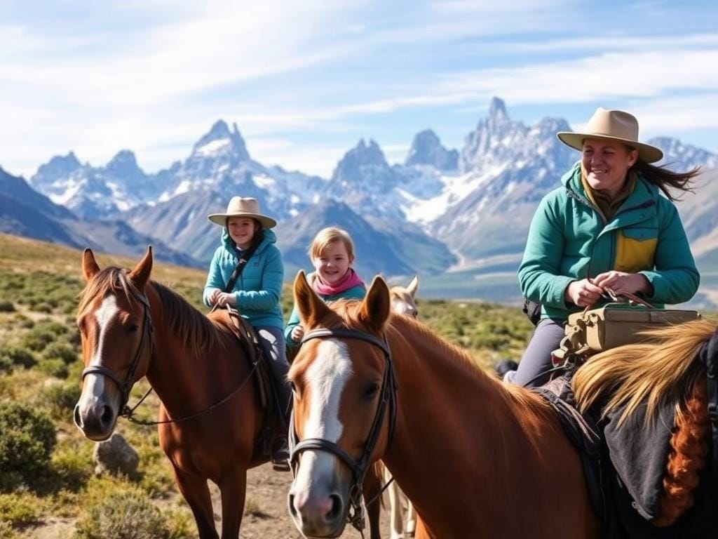 Family horseback riding in Torres del Paine National Park with Explora Patagonia guides Family horseback riding in Torres del Paine National Park with Explora Patagonia guides