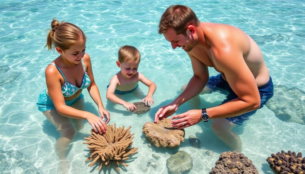 Family participating in resort's coral reef restoration program - Guilt-Free Pampering 5-Star Resorts Family participating in resort's coral reef restoration program - Guilt-Free Pampering 5-Star Resorts