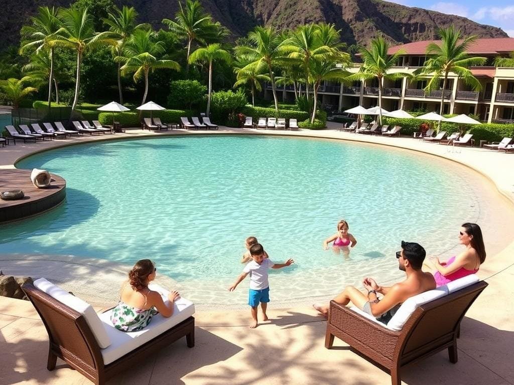 Four Seasons Resort Oahu with family-friendly beach lagoon perfect for toddlers Four Seasons Resort Oahu with family-friendly beach lagoon perfect for toddlers