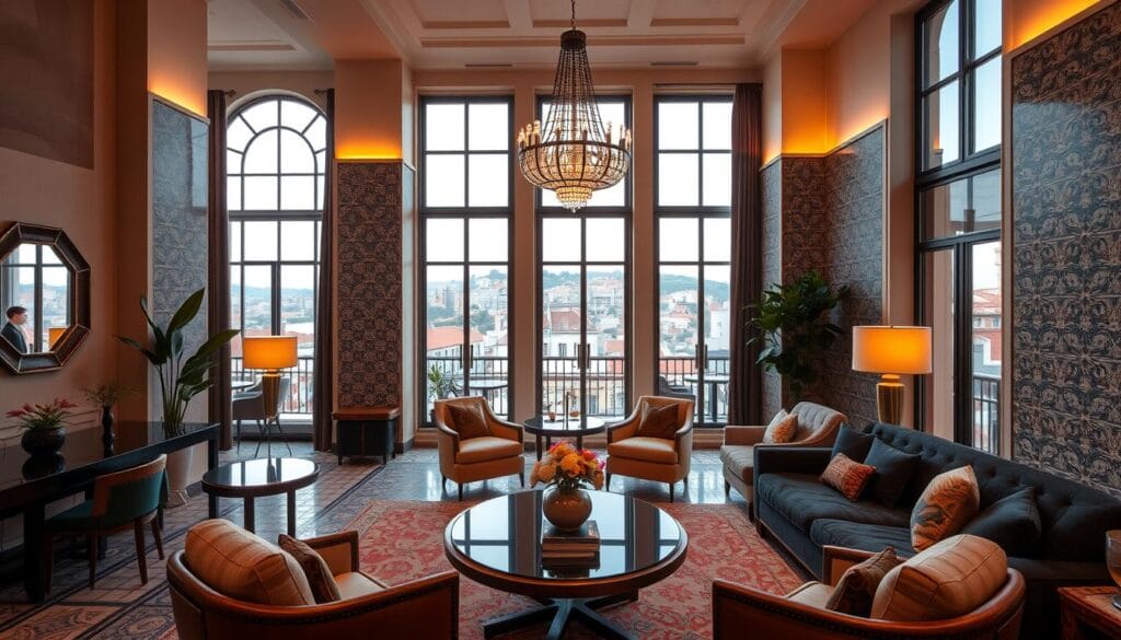 Luxury boutique hotel in Lisbon with traditional Portuguese elements, showcasing luxury travel destinations affordable price in Europe Luxury boutique hotel in Lisbon with traditional Portuguese elements, showcasing luxury travel destinations affordable price in Europe