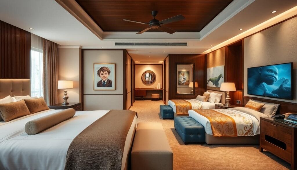 Luxury family suite with separate parent and children's areas