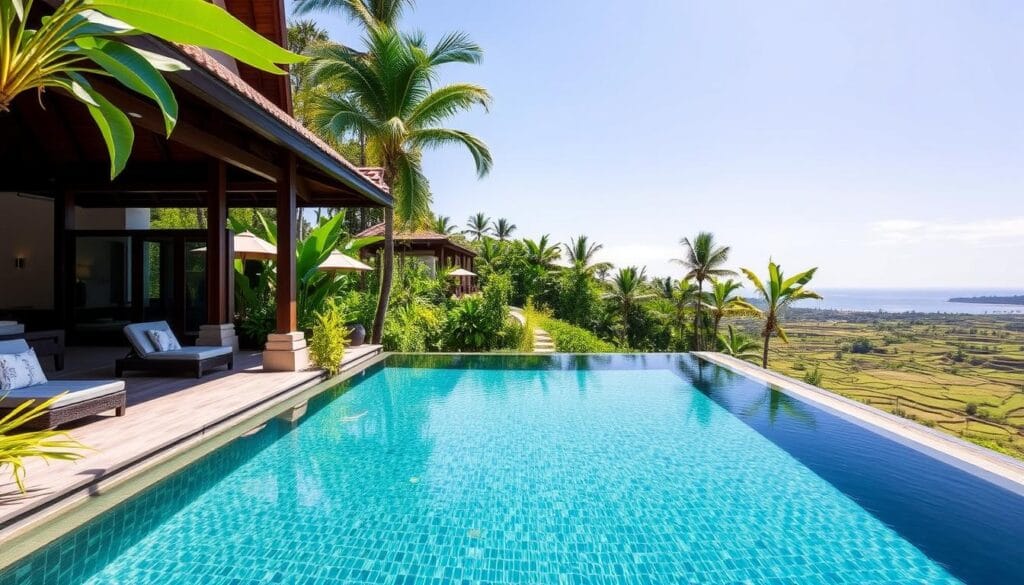 Luxury villa with private pool in Bali, representing luxury travel destinations affordable price in Indonesia Luxury villa with private pool in Bali, representing luxury travel destinations affordable price in Indonesia